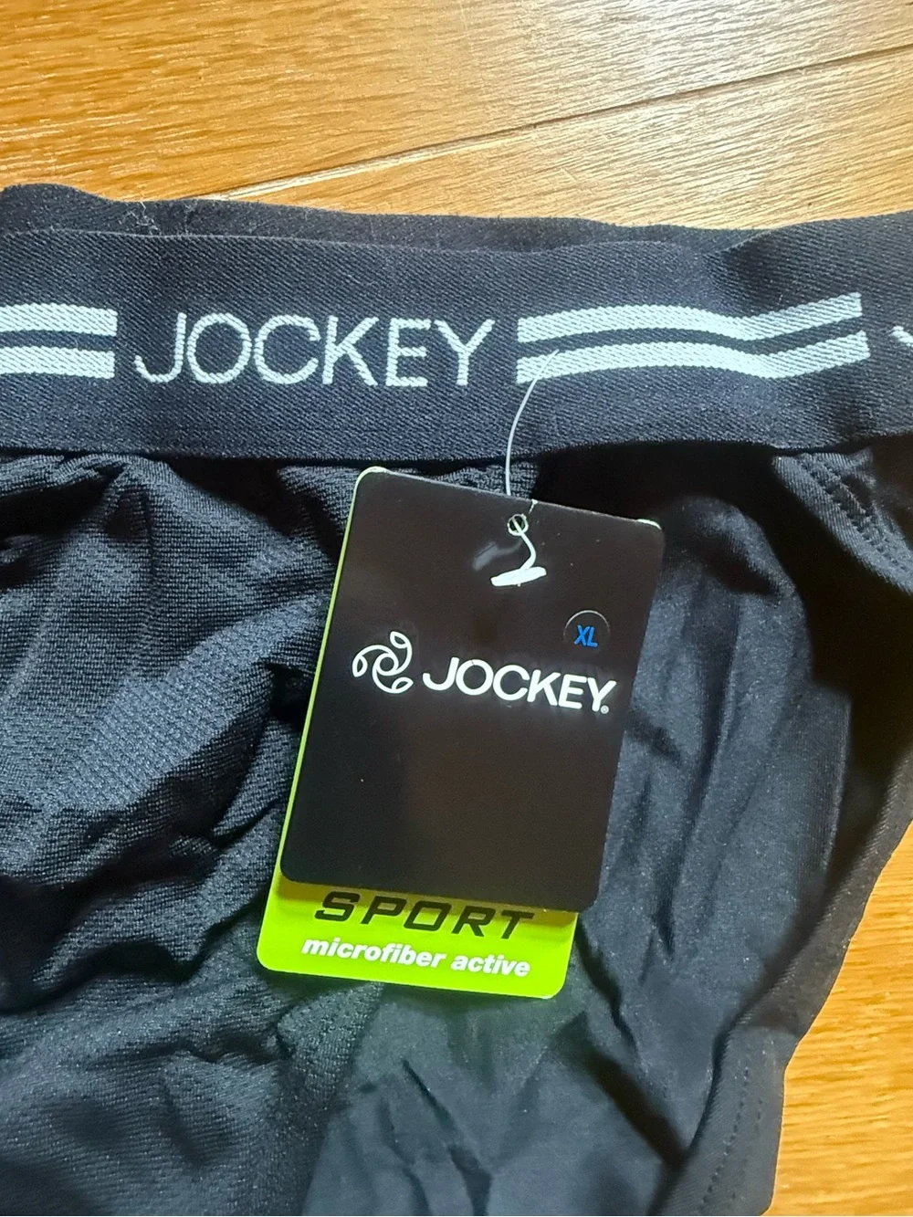 Men’s Jockey Black String Bikini Briefs with Contrast Waistband XL